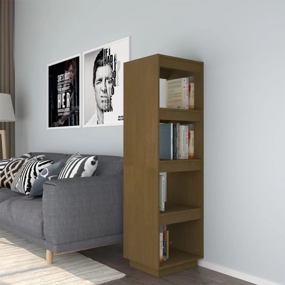 VidaXL mézbarna tömör fenyőfa könyvszekrény/térelválasztó 40x35x135 cm