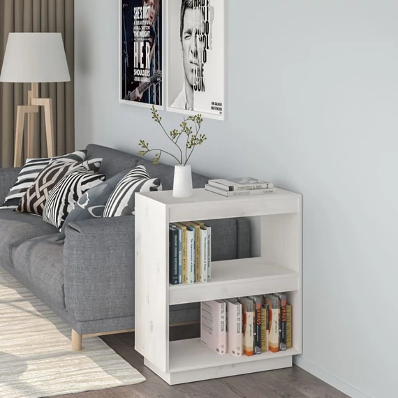 VidaXL fehér tömör fenyőfa könyvszekrény 60 x 35 x 71 cm