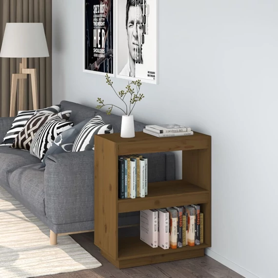 VidaXL mézbarna tömör fenyőfa könyvszekrény 60 x 35 x 71 cm
