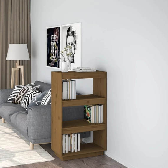 VidaXL mézbarna tömör fenyőfa könyvszekrény/térelválasztó 60x35x103 cm