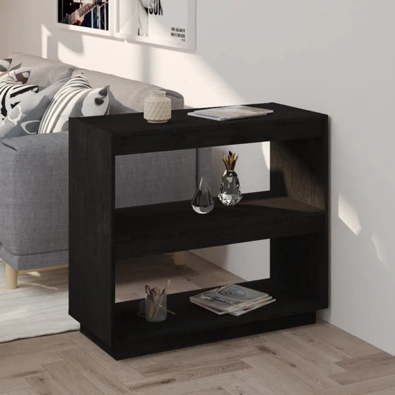 VidaXL fekete tömör fenyőfa könyvszekrény 80 x 35 x 71 cm