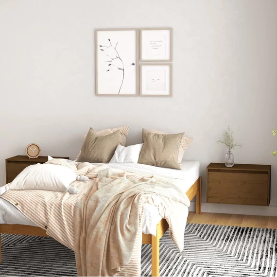 VidaXL 2 darab mézbarna tömör fenyőfa faliszekrény 60 x 30 x 35 cm