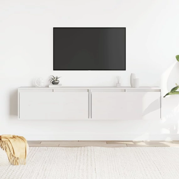 VidaXL 2 db fehér tömör fenyőfa faliszekrény 80 x 30 x 35 cm