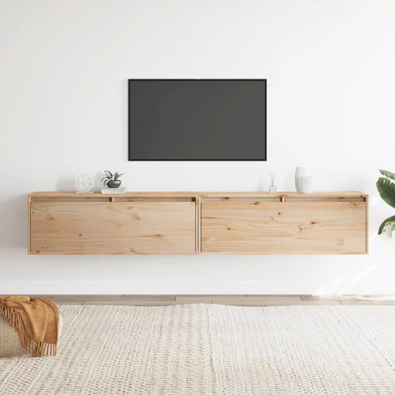 VidaXL 2 darab tömör fenyőfa faliszekrény 100 x 30 x 35 cm