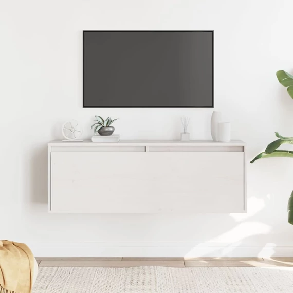 VidaXL fehér tömör fenyőfa faliszekrény 100 x 30 x 35 cm