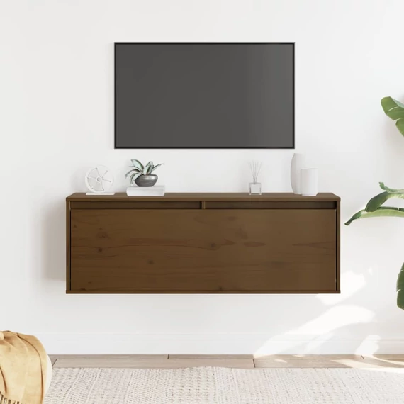 VidaXL mézbarna tömör fenyőfa faliszekrény 100 x 30 x 35 cm