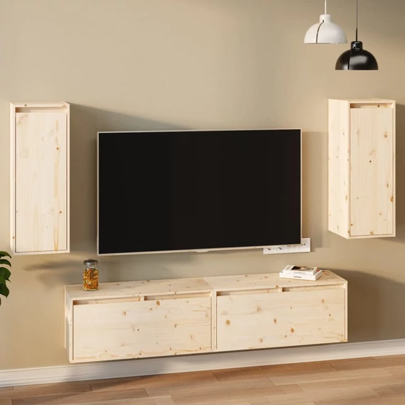 VidaXL 2 darab tömör fenyőfa faliszekrény 30 x 30 x 80 cm