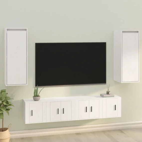 VidaXL 2 darab fehér tömör fenyőfa faliszekrény 30 x 30 x 80 cm