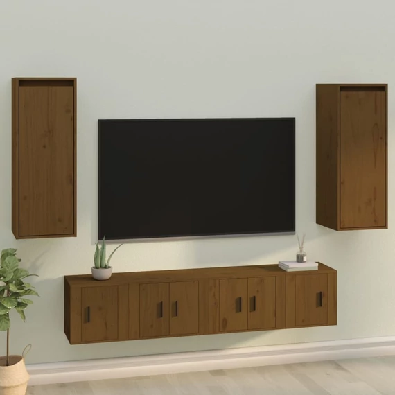 VidaXL 2 darab mézbarna tömör fenyőfa faliszekrény 30 x 30 x 80 cm