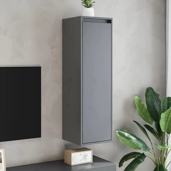 VidaXL 2 db szürke tömör fenyőfa faliszekrény 30 x 30 x 100 cm