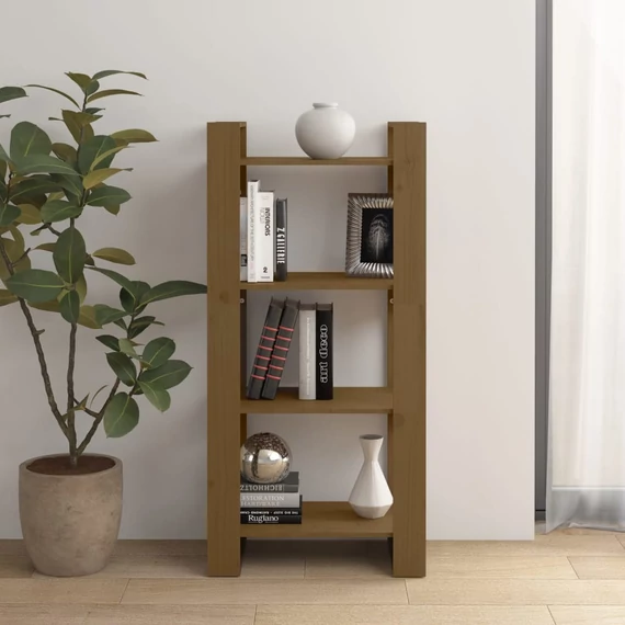 VidaXL mézbarna tömör fa könyvszekrény/térelválasztó 60 x 35 x 125 cm