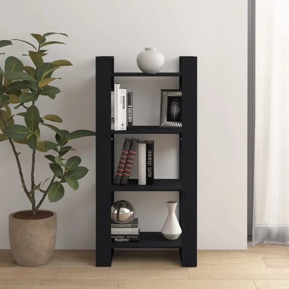 VidaXL fekete tömör fa könyvszekrény/térelválasztó 60 x 35 x 125 cm