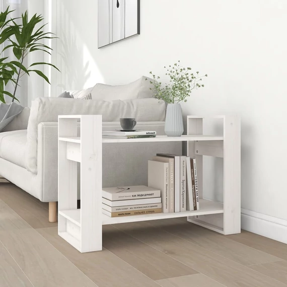 VidaXL fehér tömör fenyőfa könyvszekrény/térelválasztó 80x35x56,5 cm