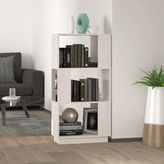 VidaXL fehér tömör fenyőfa könyvszekrény/térelválasztó 51x25x101 cm