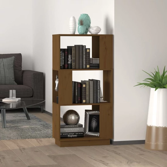 VidaXL mézbarna tömör fenyőfa könyvszekrény/térelválasztó 51x25x101 cm