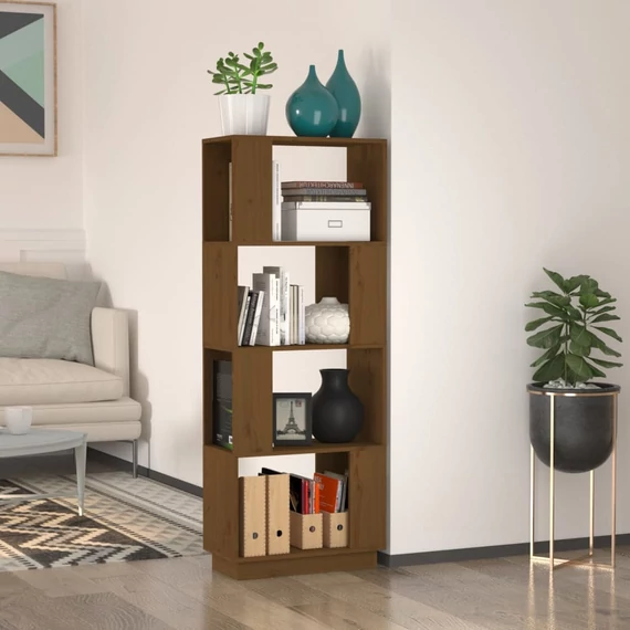 VidaXL mézbarna tömör fenyőfa könyvszekrény/térelválasztó 51x25x132 cm