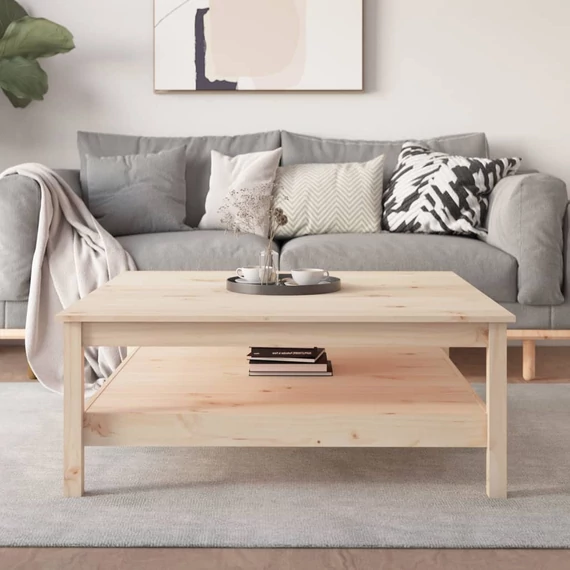 VidaXL tömör fenyőfa dohányzóasztal 100 x 100 x 40 cm