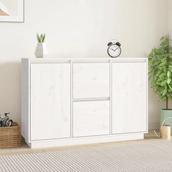 VidaXL fehér tömör fenyőfa tálalószekrény 111 x 34 x 75 cm