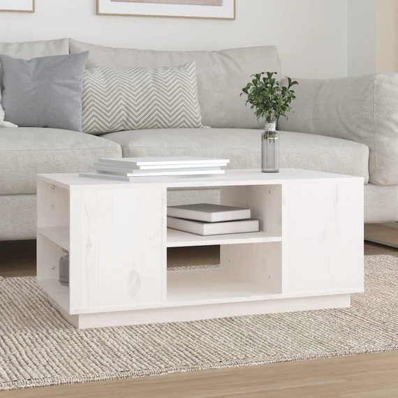 VidaXL fehér tömör fenyőfa dohányzóasztal 90 x 49 x 40,5 cm