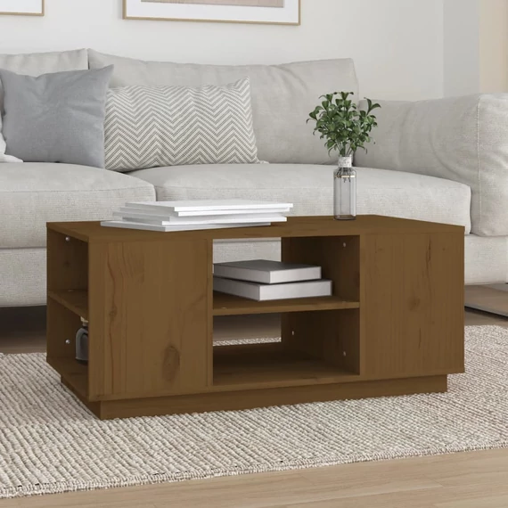 VidaXL mézbarna tömör fenyőfa dohányzóasztal 90x49x40,5 cm
