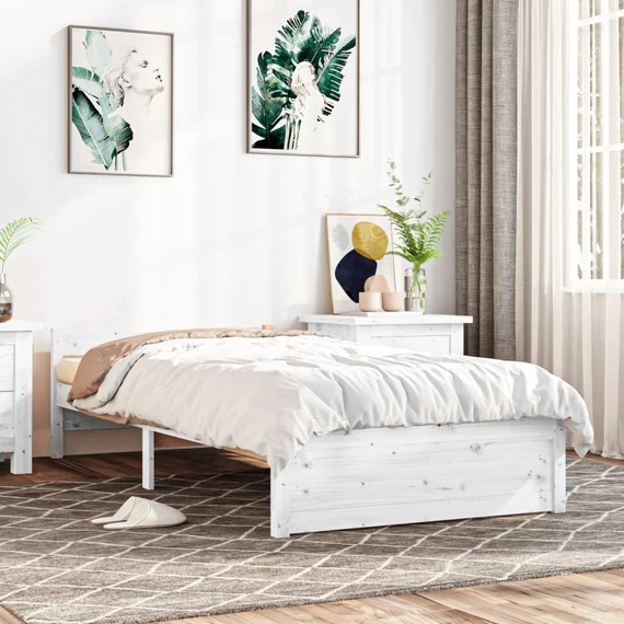 VidaXL fehér tömör fa ágykeret 90x200 cm