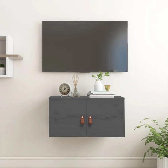 VidaXL szürke tömör fenyőfa faliszekrény 60 x 30 x 30 cm