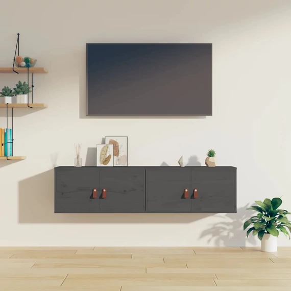 VidaXL 2 db szürke tömör fenyőfa faliszekrény 60 x 30 x 30 cm