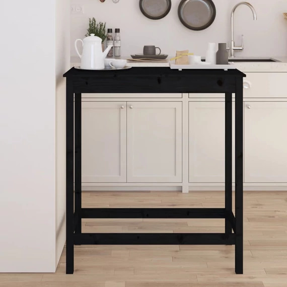 VidaXL fekete tömör fenyőfa bárasztal 100 x 50 x 110 cm