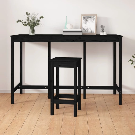 VidaXL fekete tömör fenyőfa bárasztal 180 x 80 x 110 cm