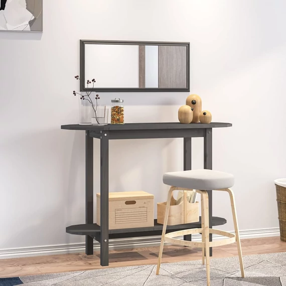 VidaXL szürke tömör fenyőfa tálalóasztal 110 x 40 x 80 cm