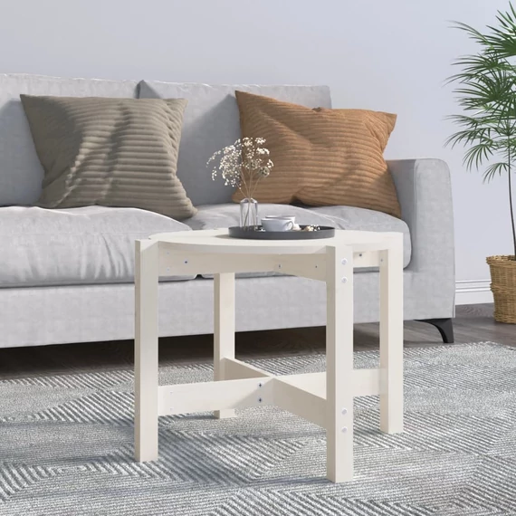 VidaXL fehér tömör fenyőfa dohányzóasztal Ø 62,5 x 45 cm