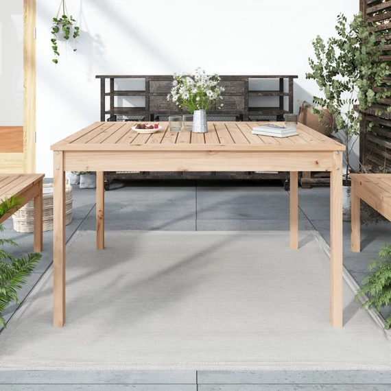VidaXL tömör fenyőfa kerti asztal 121 x 82,5 x 76 cm