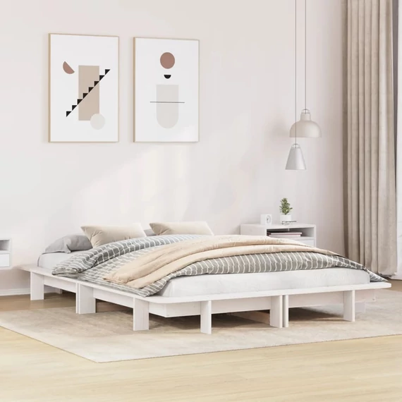 VidaXL fehér tömör fenyőfa ágy matrac nélkül 140 x 200 cm