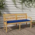 Kép 1/9 - VidaXL tömör tíkfa Batavia pad kék párnával 150 cm