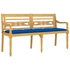 Kép 3/9 - VidaXL tömör tíkfa Batavia pad kék párnával 150 cm
