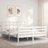 Kép 4/10 - VidaXL fehér tömör fa ágykeret fejtámlával 160 x 200 cm