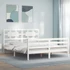 Kép 1/10 - VidaXL fehér tömör fa ágykeret fejtámlával 160 x 200 cm