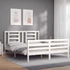 Kép 3/10 - VidaXL fehér tömör fa ágykeret fejtámlával 160 x 200 cm