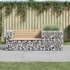 Kép 1/9 - VidaXL tömör fenyőfa kerti pad gabion kosárral