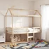 Kép 1/10 - VidaXL tömör fenyőfa magasított ágy tetővel 90 x 200 cm