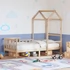 Kép 1/10 - VidaXL tömör fenyőfa kanapéágy tetővel 90 x 200 cm