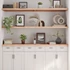 Kép 1/10 - VidaXL kezeletlen tömör tölgyfa fali polc 180x50x(2-4) cm